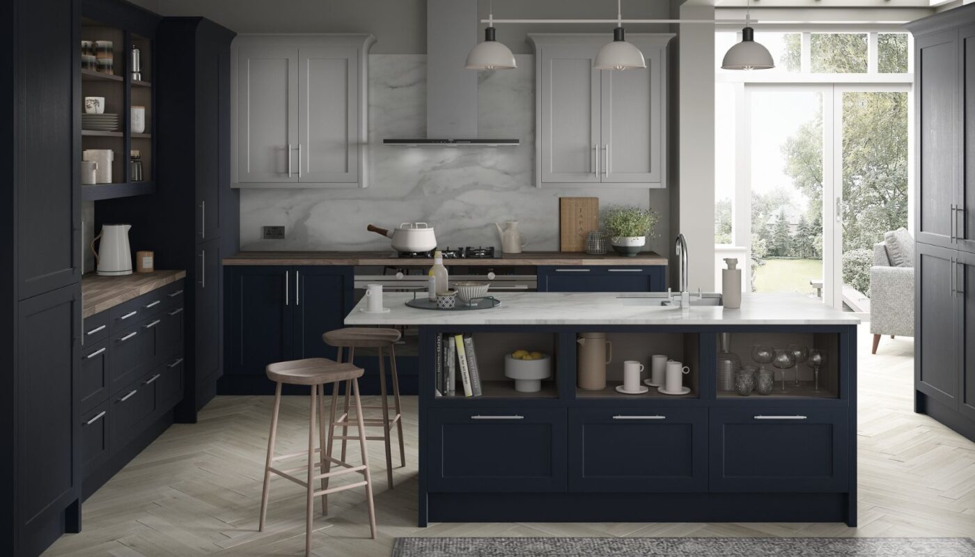 Sterling Painted Indigo Blue and Light Grey